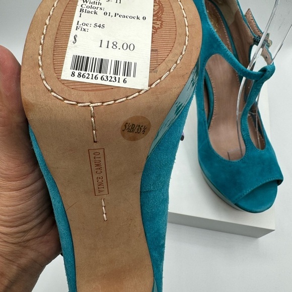Vince Camuto Pumps Size 35.5 in teal color, 4inch heel 1 inch platform Brand New - Picture 7 of 9